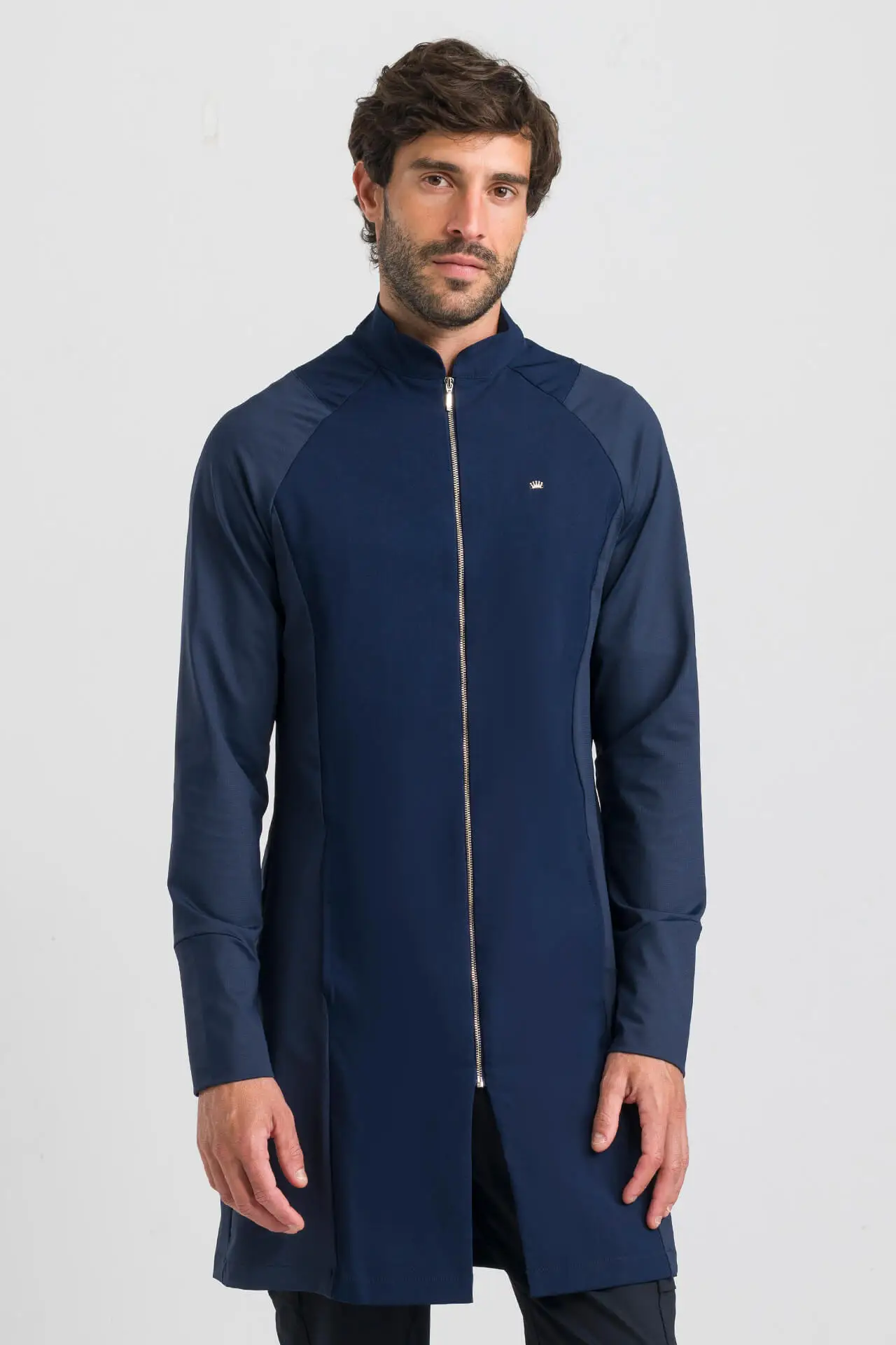 Jaleco Veneto azul-marinho masculino — Tecnológico — Reluz Jalecos
