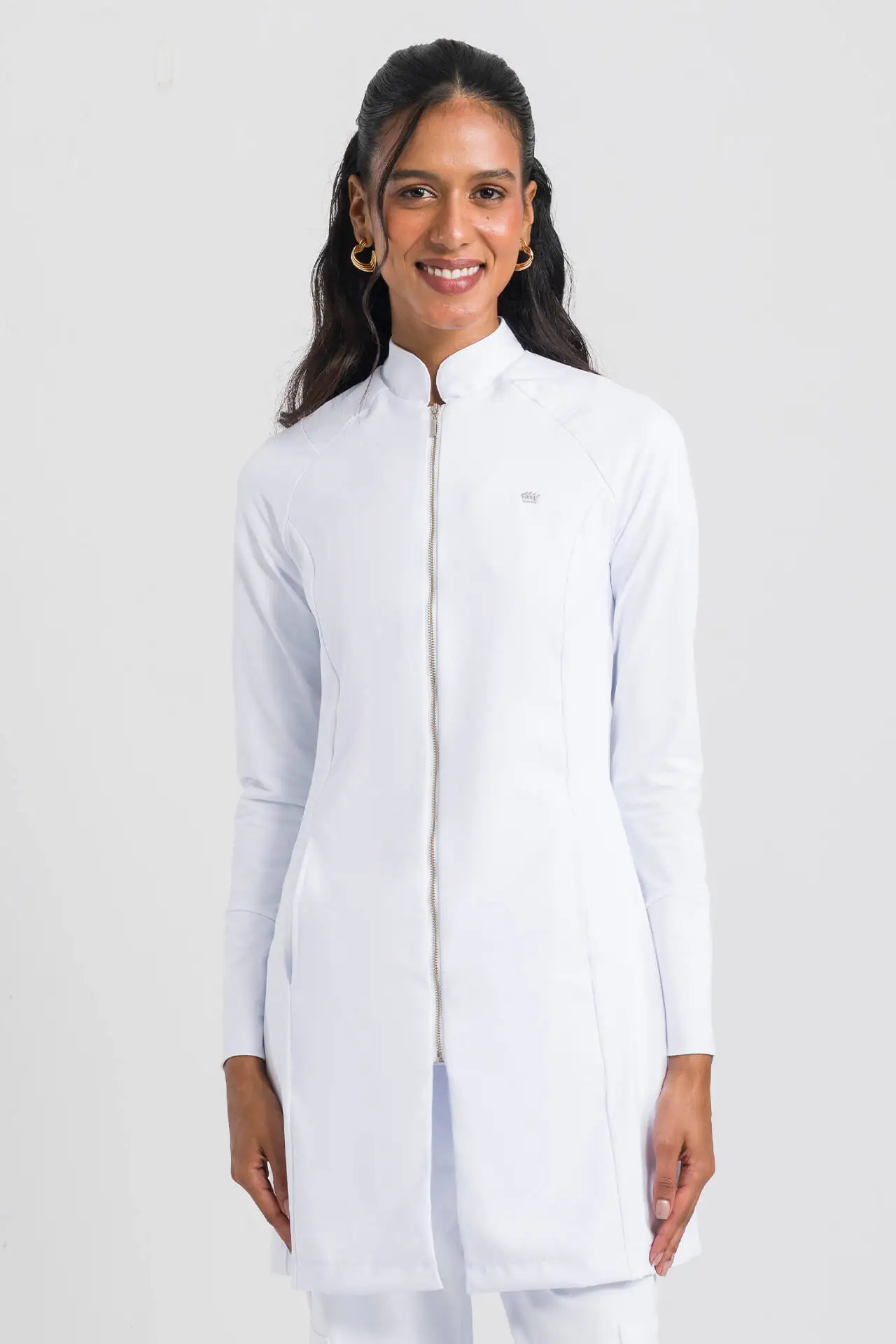 Jaleco Veneto branco feminino — Tecnológico — Reluz Jalecos